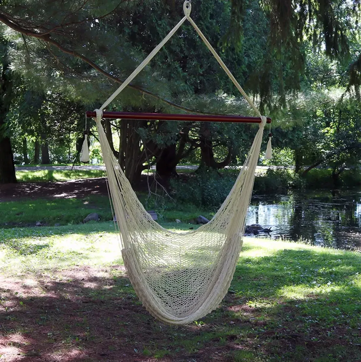 Sunnydaze Extra Large Cabo Soft String Polypropylene Hammock Chair - Cream