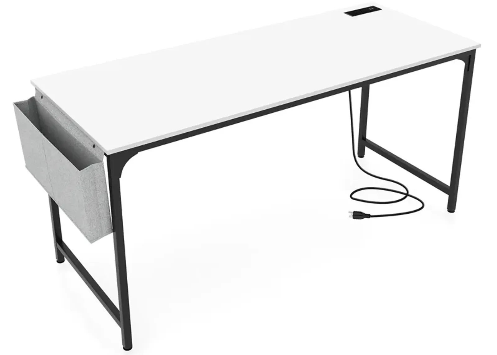 60 Inch Computer Desk with Charging Station Storage Bag