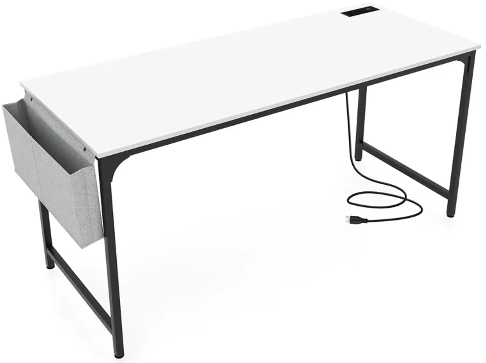 60 Inch Computer Desk with Charging Station Storage Bag