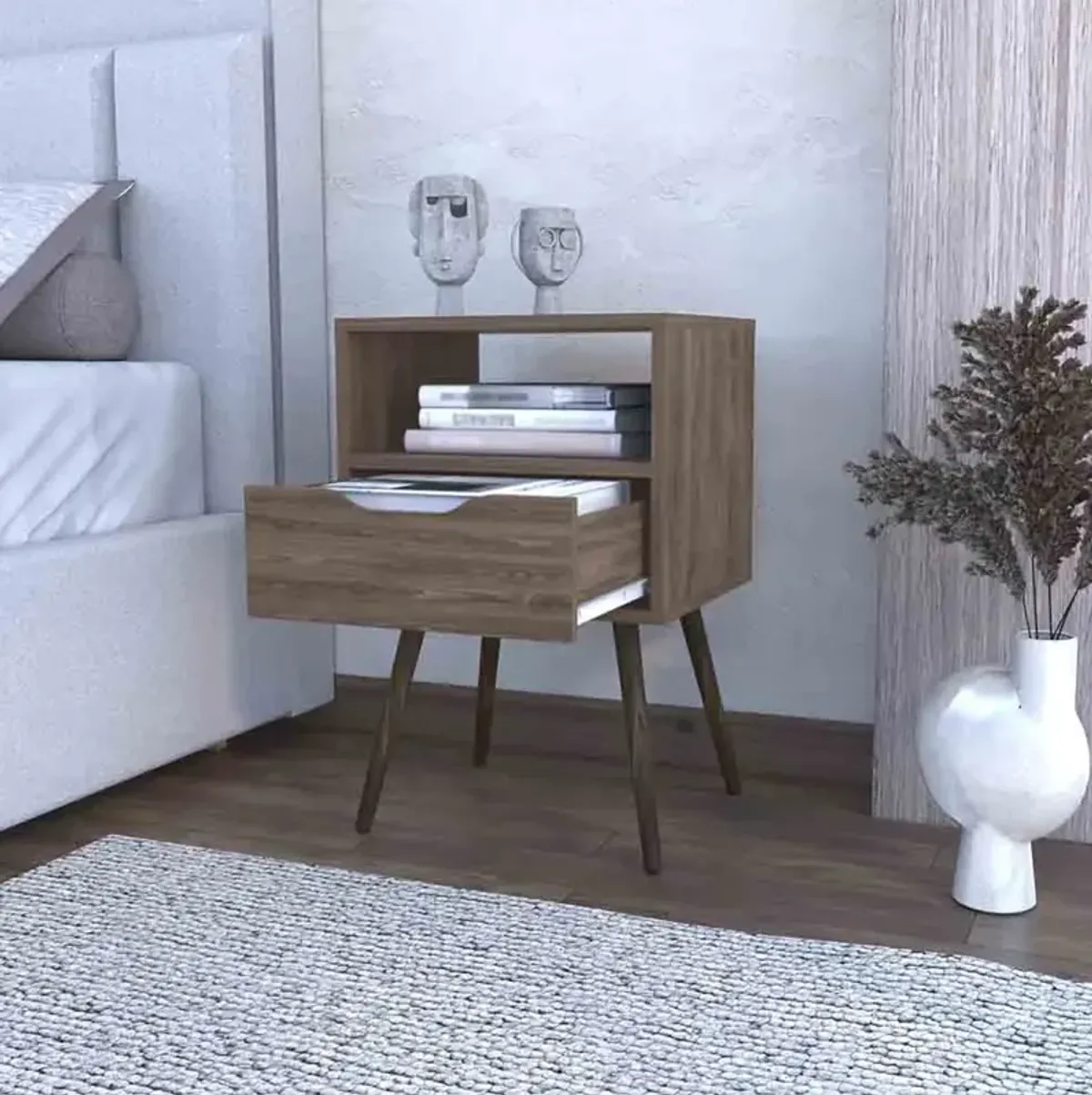 Nightstand Fugaz, Bedroom, Dark Walnut