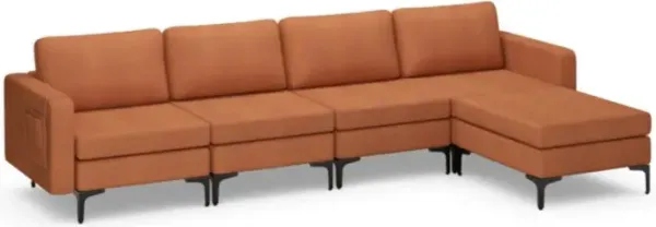 Hivvago Modular L-shaped Sectional Sofa with Reversible Ottoman and 2 USB Ports