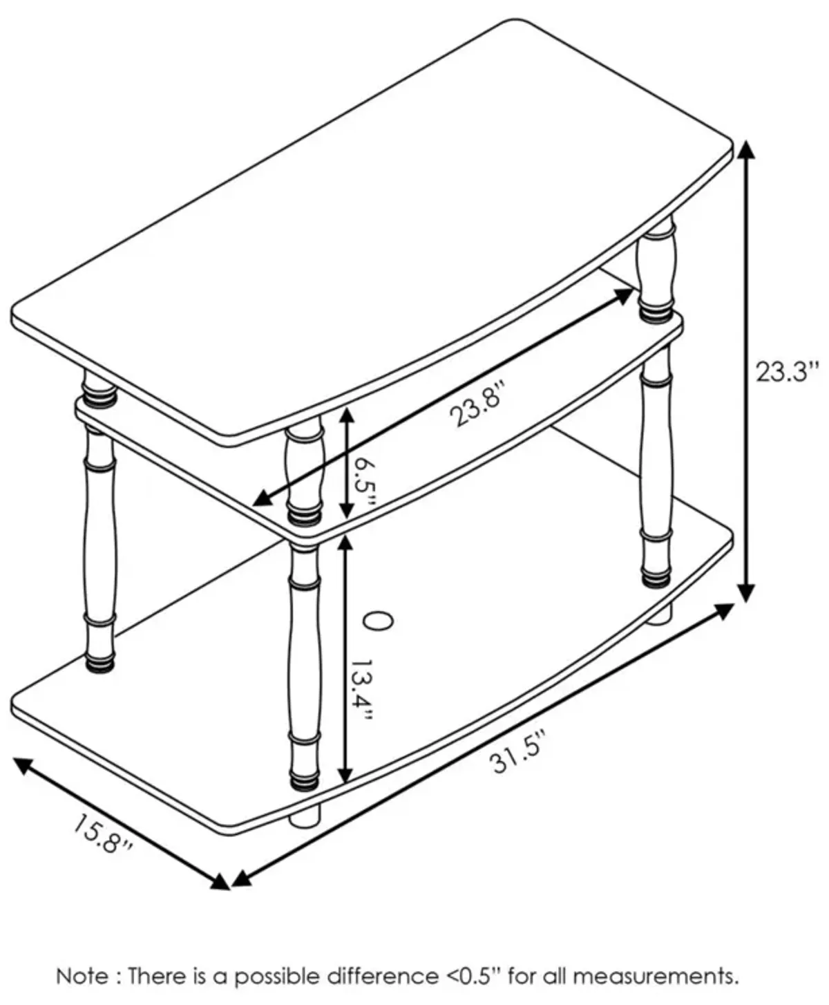 Furinno Furinno Turn-N-Tube No Tools 3-Tier TV Stands with Classic Tubes, French Oak Grey/Black