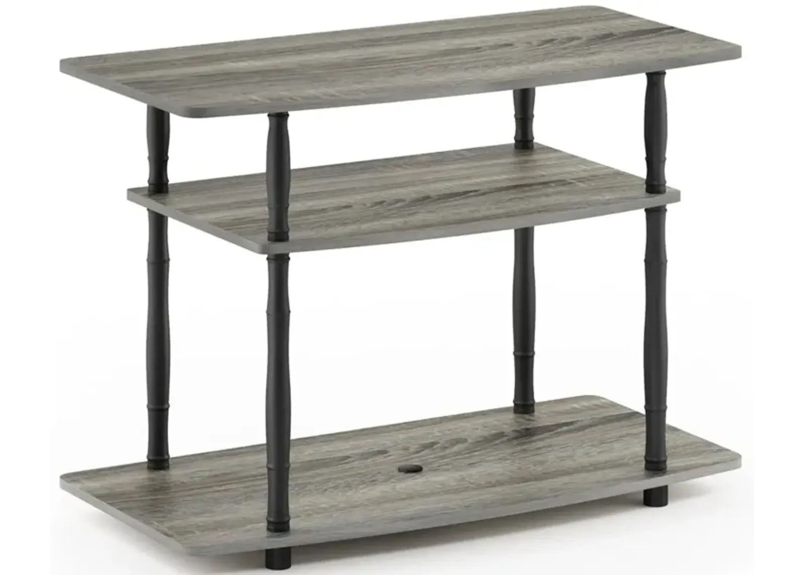 Furinno Furinno Turn-N-Tube No Tools 3-Tier TV Stands with Classic Tubes, French Oak Grey/Black