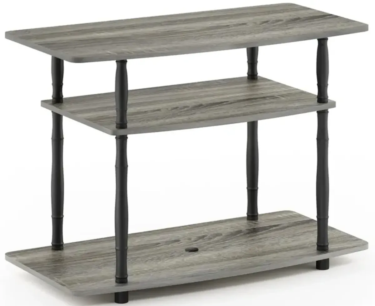 Furinno Furinno Turn-N-Tube No Tools 3-Tier TV Stands with Classic Tubes, French Oak Grey/Black