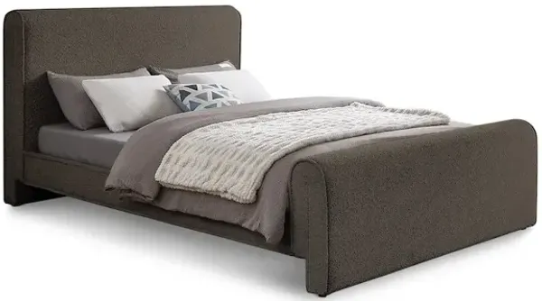 Meridian Furniture Stylus Brown Boucle Fabric Queen Bed