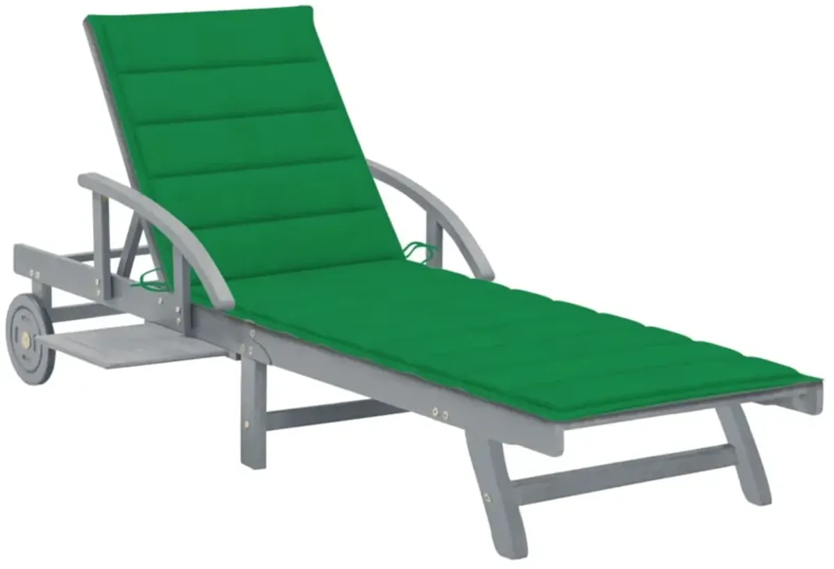 vidaXL Garden Sun Lounger with Cushion Solid Acacia Wood