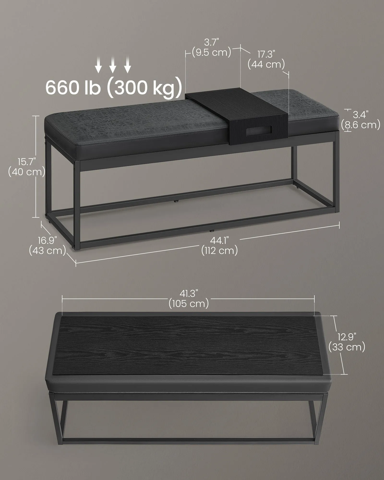 Stylish Ottoman Bench with Small Storage Shelf for Organized Spaces