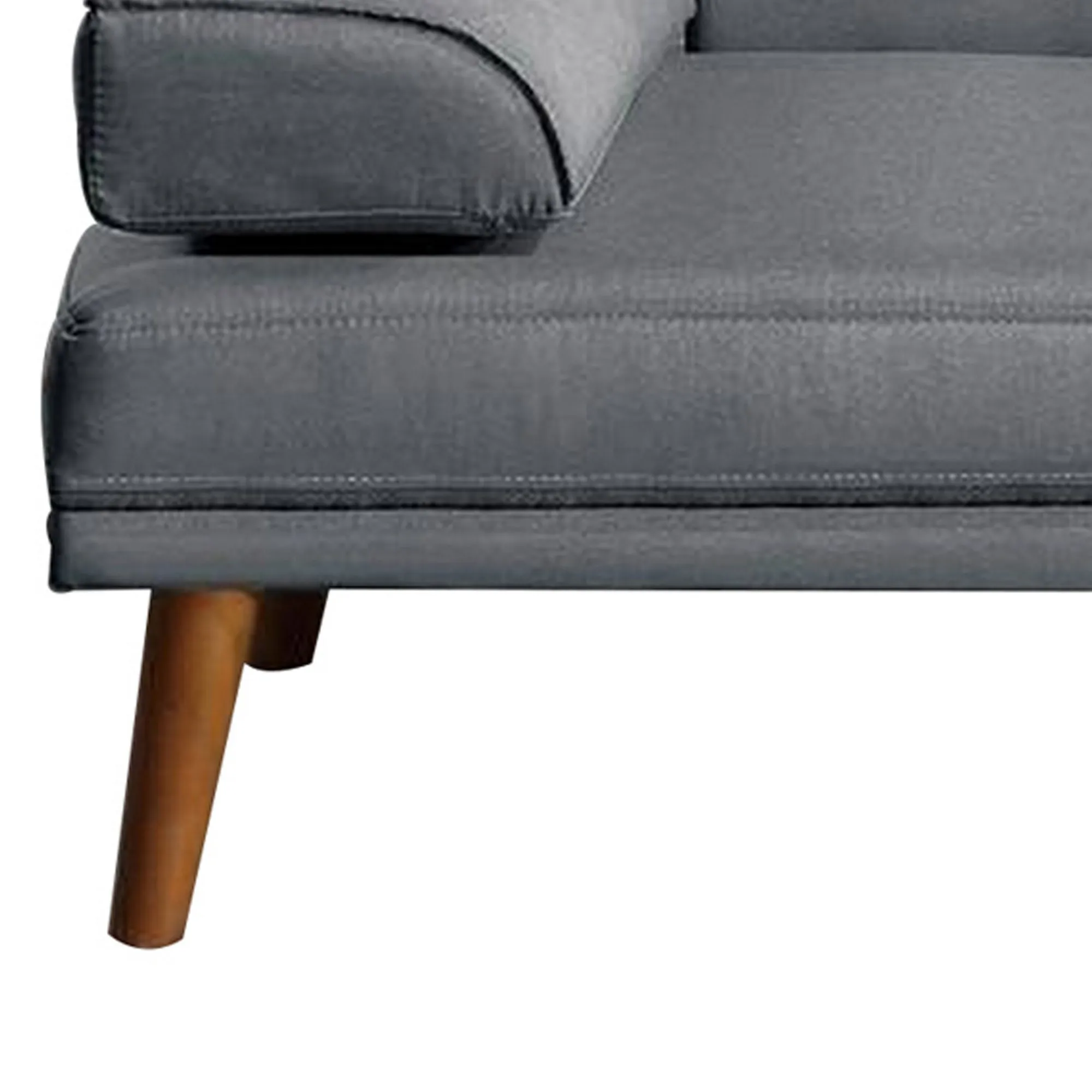 Gina 71 Inch Adjustable Futon Sofa Bed, Square Tufted, Tapered Legs, Gray - Benzara