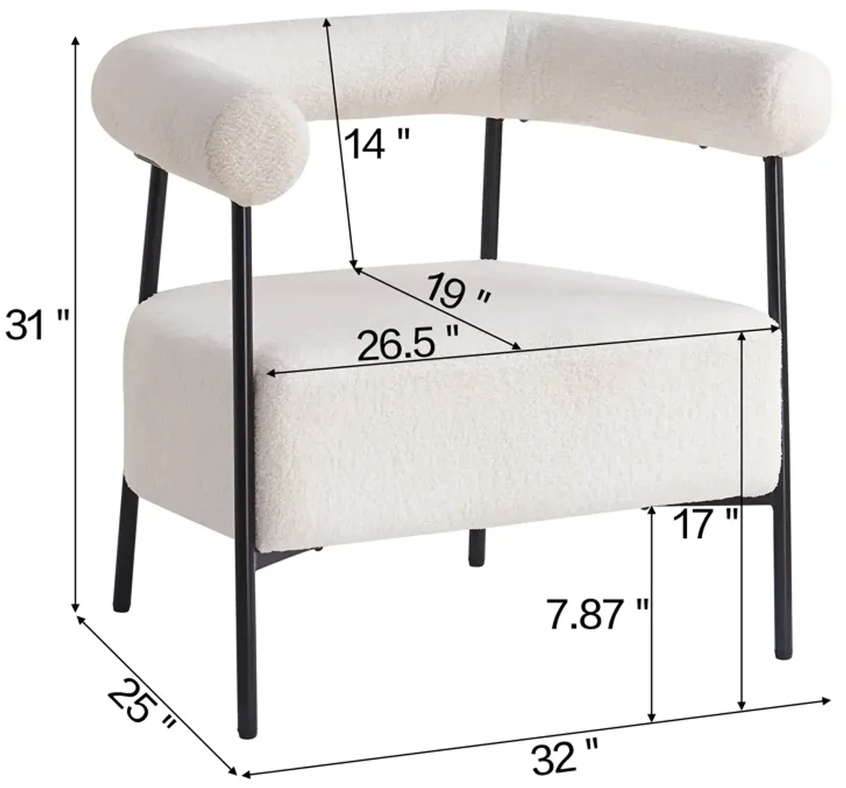 Merax Modern Boucle Fabric Upholstered Accent Chair