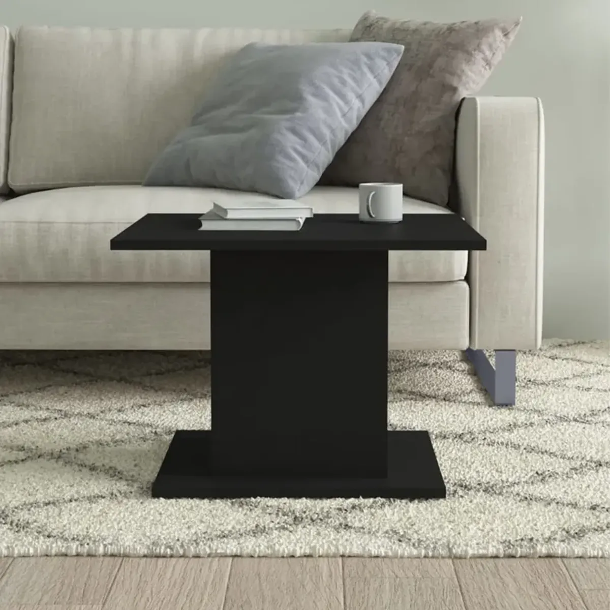 vidaXL Coffee Table Black 21.9"x21.9"x15.7" Chipboard