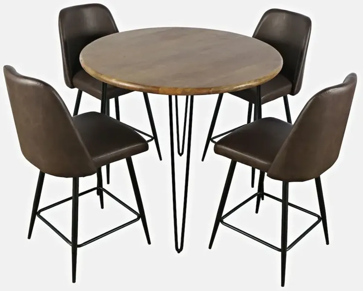 Jofran Five Piece Round Modern  Solid Wood Counter Height Dining Set