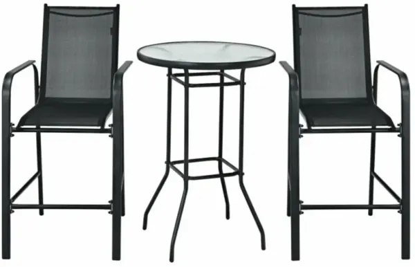 Hivvago 3 Pieces Outdoor Patio Bar Table Stool Set