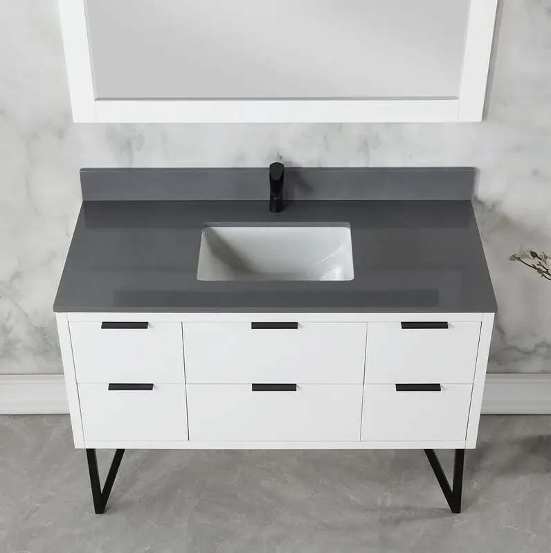 Altair 48 Single Bathroom Vanity in White with Mirror