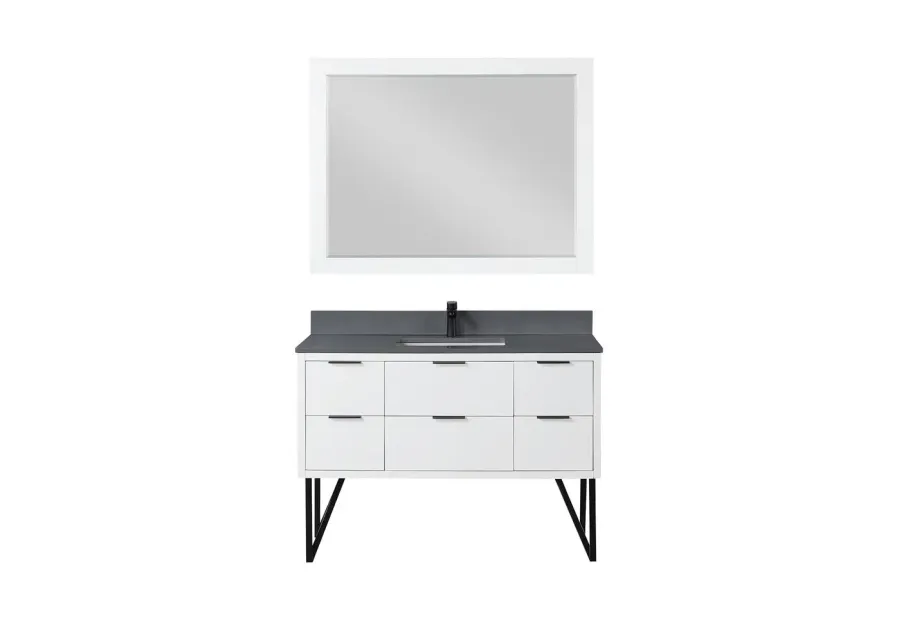 Altair 48 Single Bathroom Vanity in White with Mirror