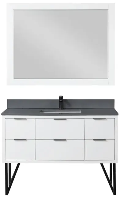 Altair 48 Single Bathroom Vanity in White with Mirror