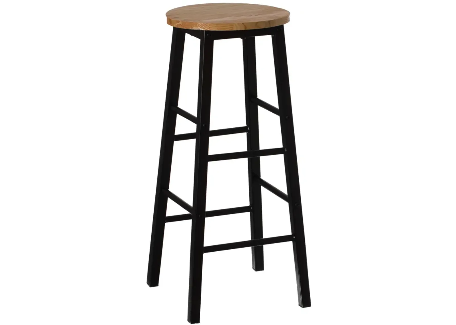 28-Inch Rustic Round Solid Wood Counter-Height Bar Stool with Footrest and Durable Steel Frame, Perfect for Dining Room, Kitchen Island and Home Bar - Ideal for Indoor and Outdoor Parties