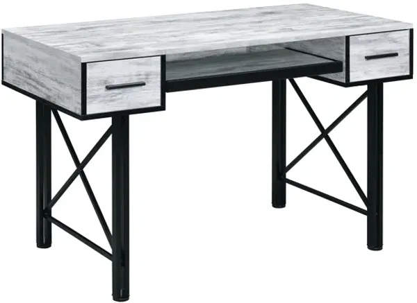 ACME Settea Computer Desk, Antique White & Black Finish