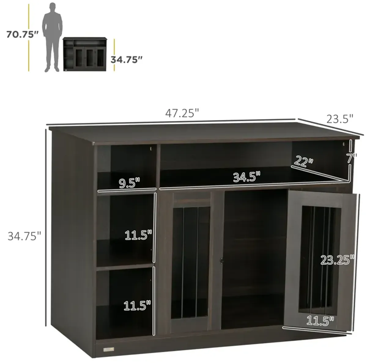 Brown Pet Enclosure: Luxury Dog Crate with Storage & Lockable Door