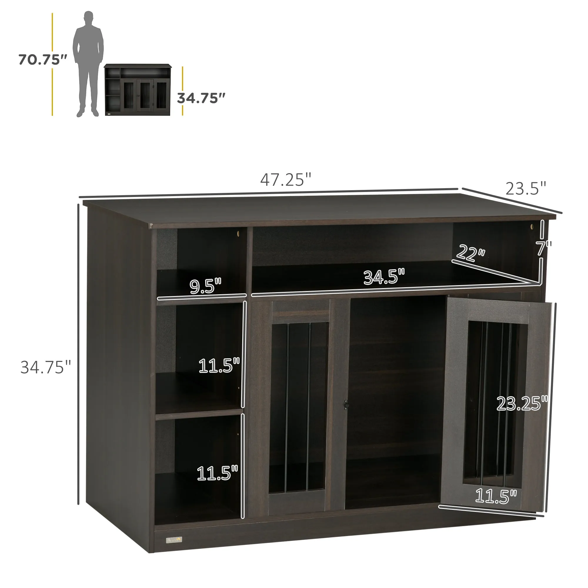 Brown Pet Enclosure: Luxury Dog Crate with Storage & Lockable Door