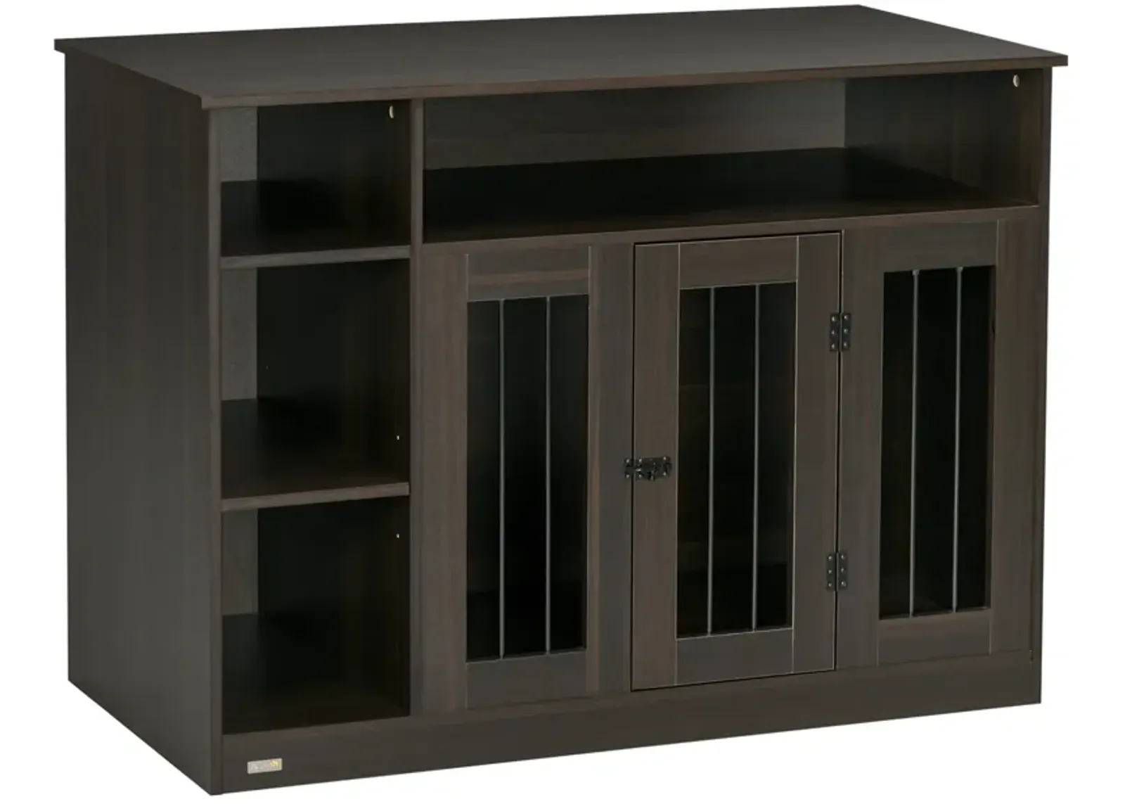 Brown Pet Enclosure: Luxury Dog Crate with Storage & Lockable Door