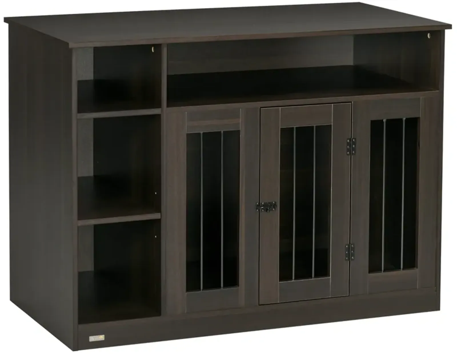 Brown Pet Enclosure: Luxury Dog Crate with Storage & Lockable Door