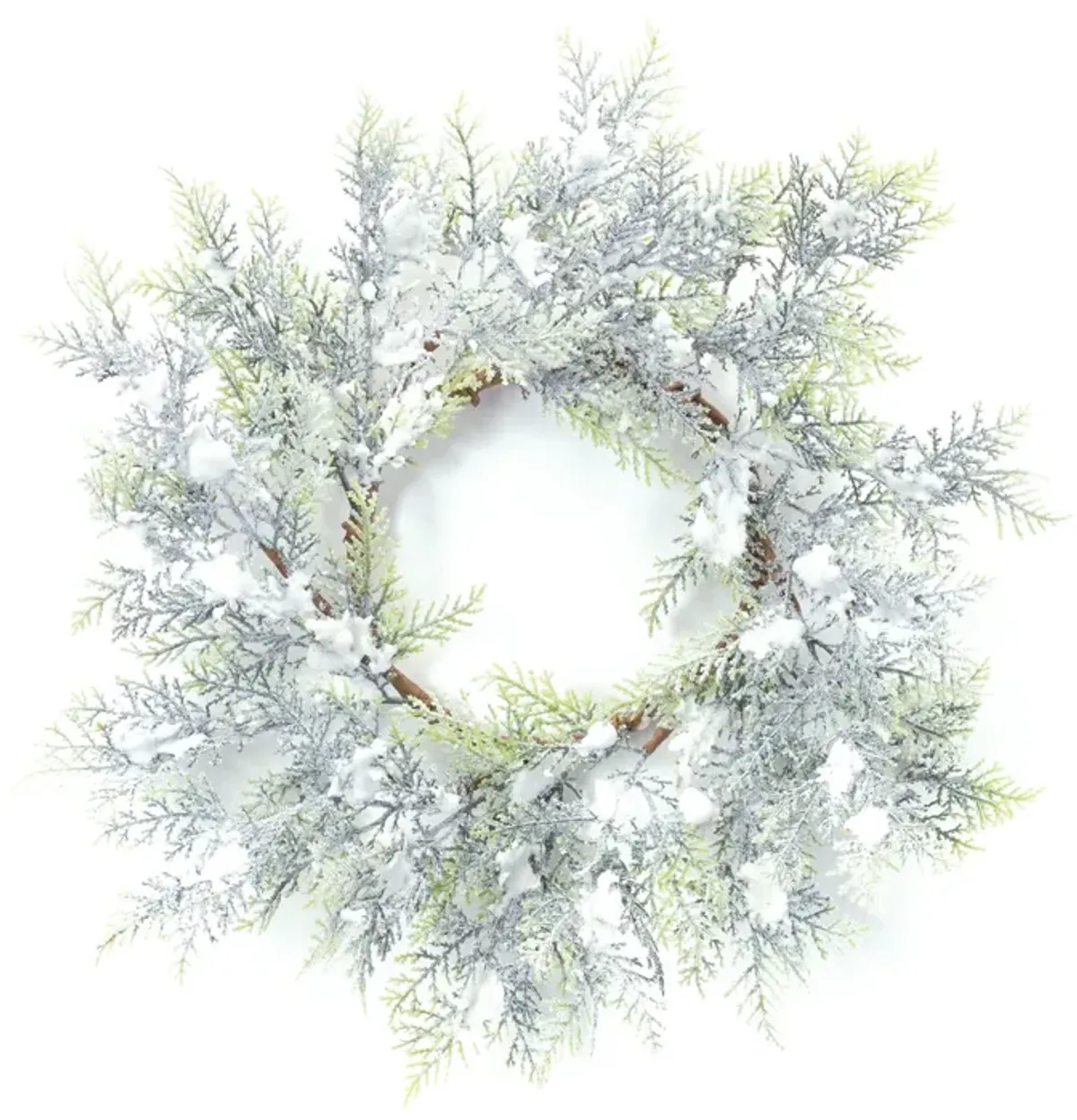 Snowy Cedar Wreath for Winter and Holiday Home Décor