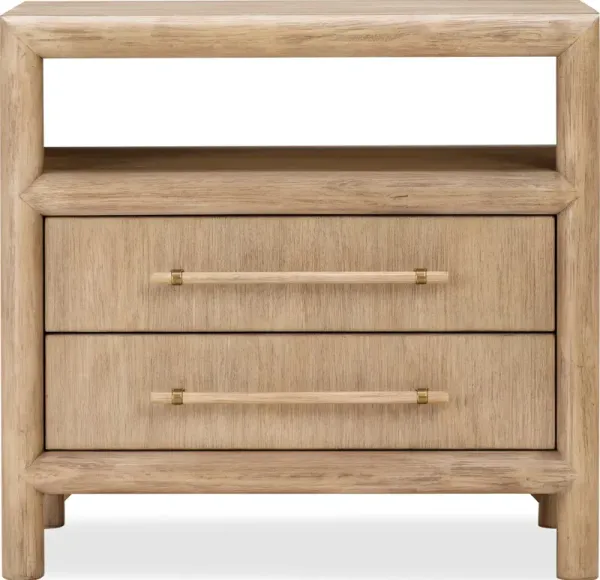 Dorsey Two Drawer USB-charging Nightstand in Granola