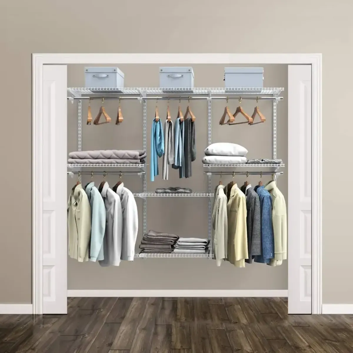 Adjustable Wall Mounted Closet Rack System with Shelf