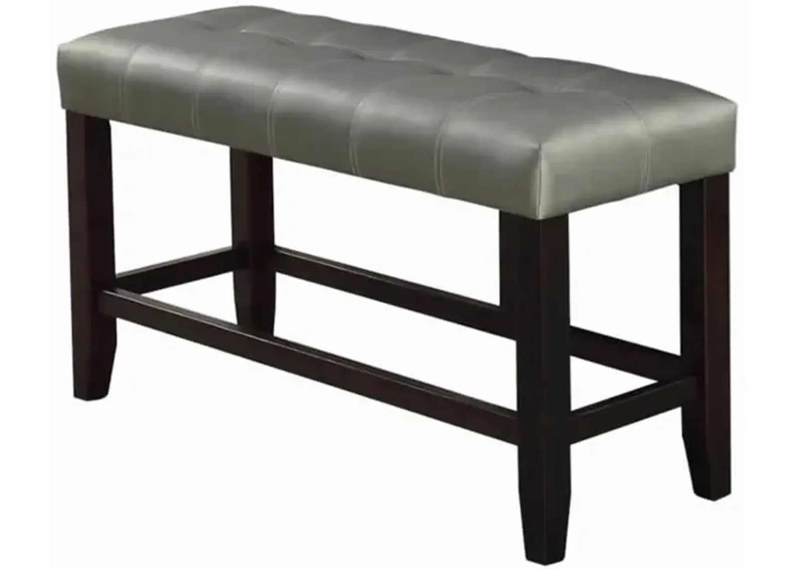 Tufted High Bench With Tapered Legs Silver and Brown-Benzara