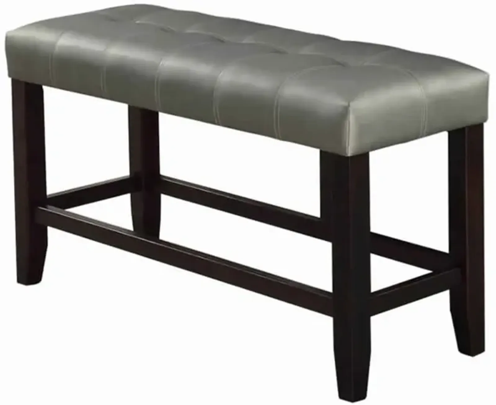 Tufted High Bench With Tapered Legs Silver and Brown-Benzara