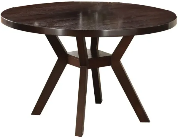 Round Wooden Dining Table, Espresso Brown - Benzara