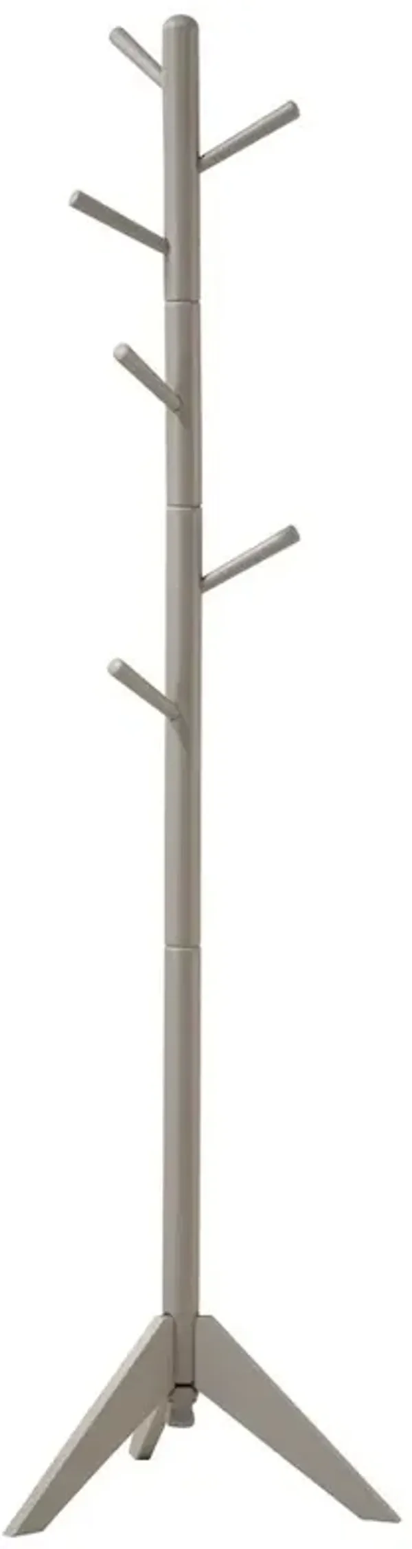 Devlin 6 Hook Freestanding Wood Coat Rack Hat Hanger Grey