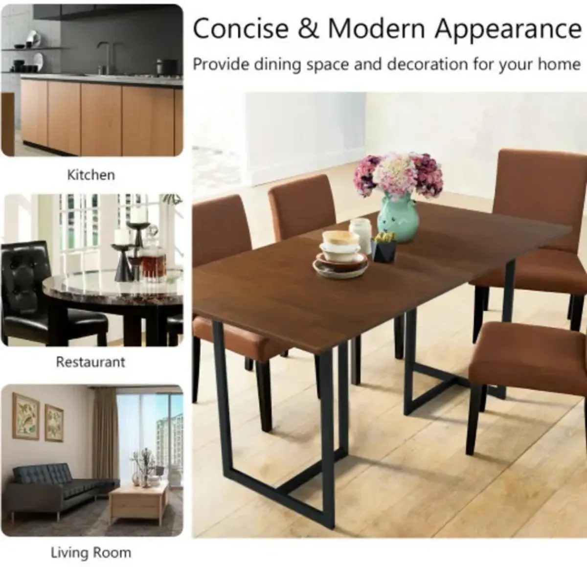 Rectangular Wood Top Console Dining Table for Kitchen or Dining Room