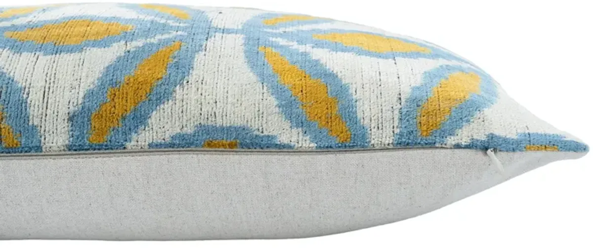 Sunflower Silk Velvet Ikat Pillow, 16" X 24" Case Only