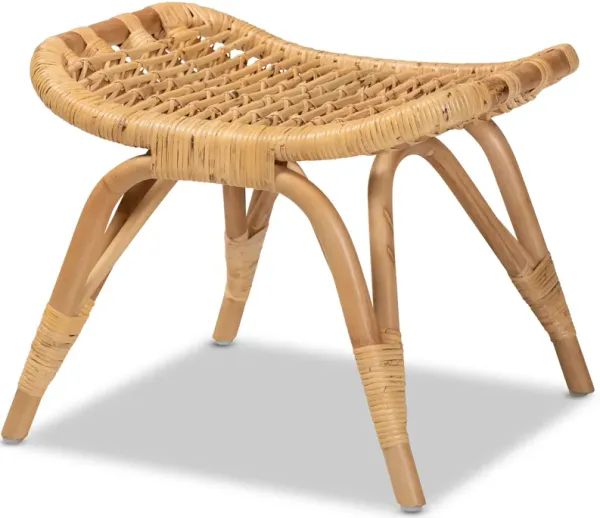 Baxton Studio Bernardo Modern Bohemian Natural Brown Rattan Ottoman