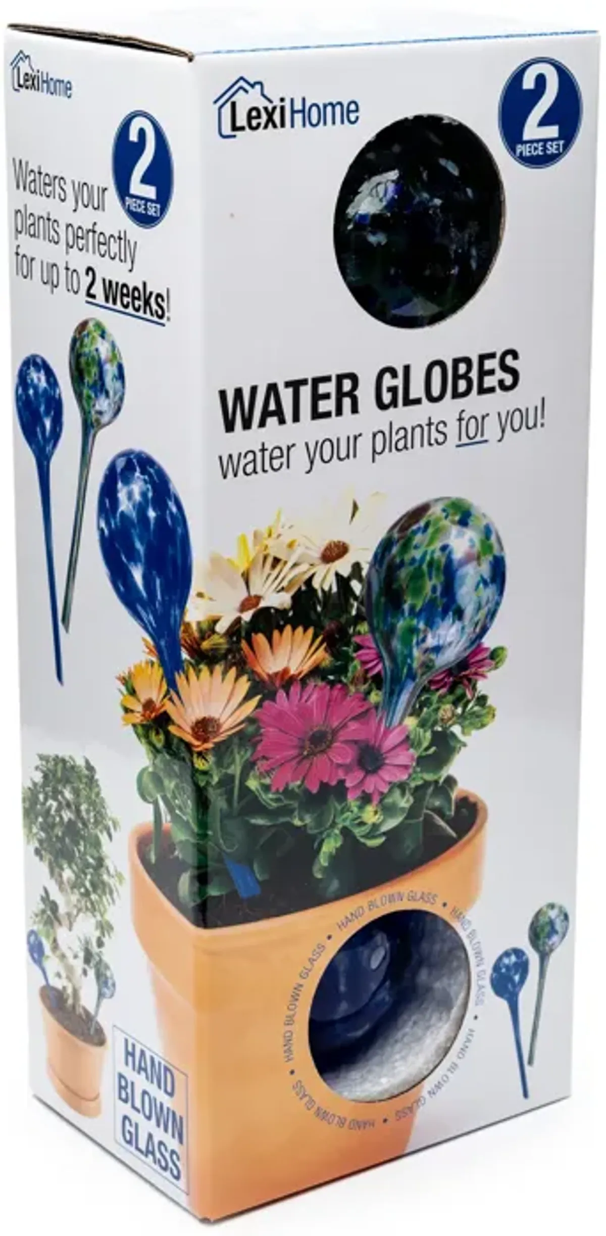 11.5" Inch Self-Watering Plant Gazing Globes – 2 Pack Large Aqua Gazing Globes