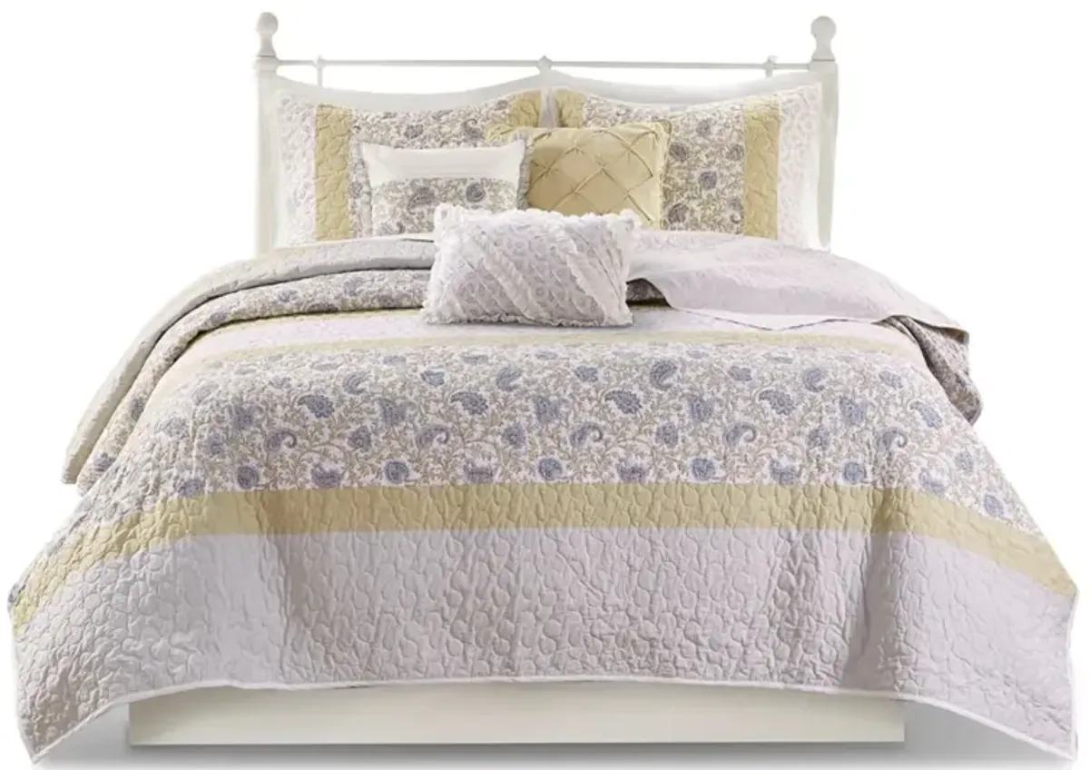 Gracie Mills Singleton Reversible Paisley Lace 6-Piece Cotton Percale Quilt Set