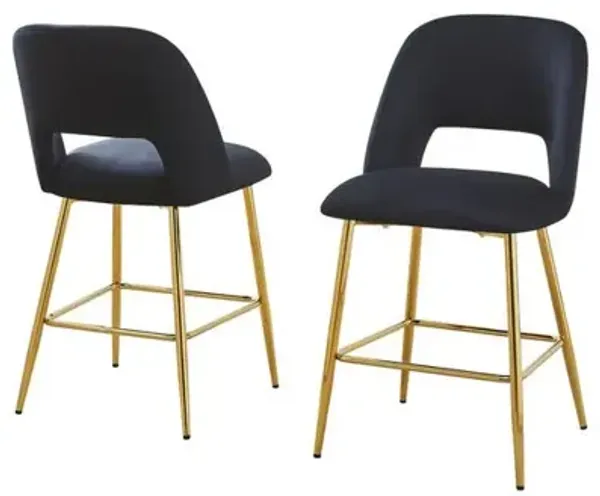 Black with gold base bar stool (SET OF 2)