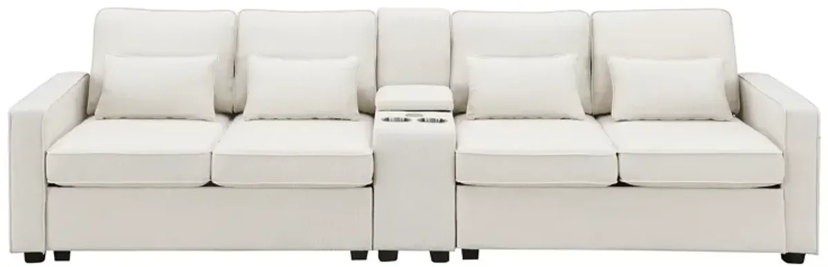 Merax Upholstered Sectional Sofa with Console