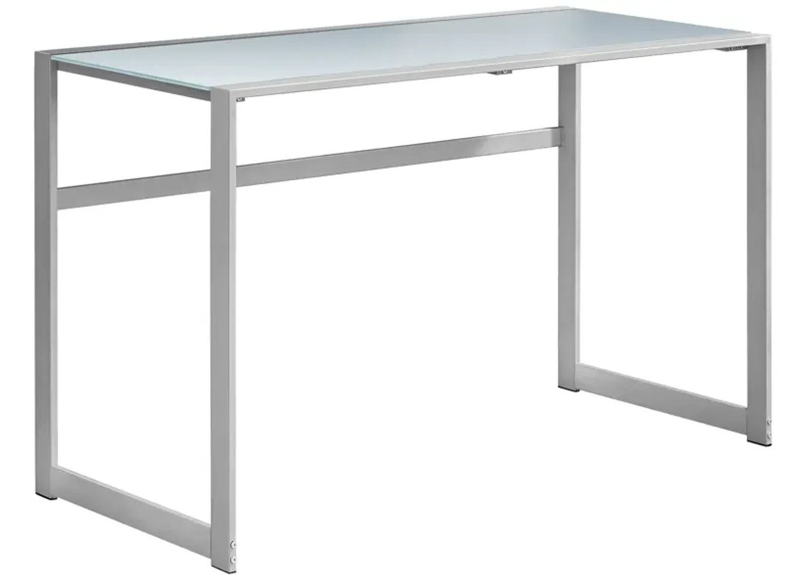 Monarch Specialties Computer Desk, Home Office, Laptop, 48"L, Work, Metal, Tempered Glass, Grey, Contemporary, Modern