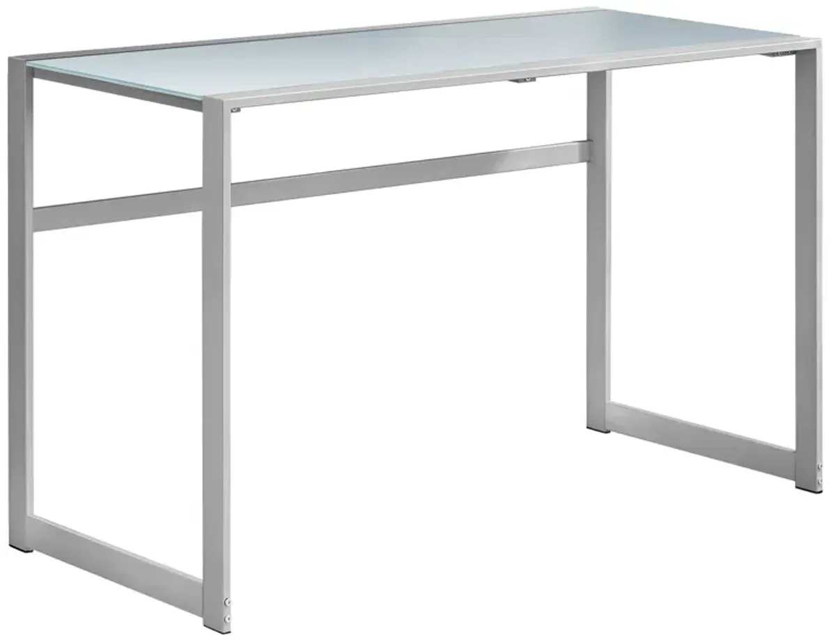 Monarch Specialties Computer Desk, Home Office, Laptop, 48"L, Work, Metal, Tempered Glass, Grey, Contemporary, Modern