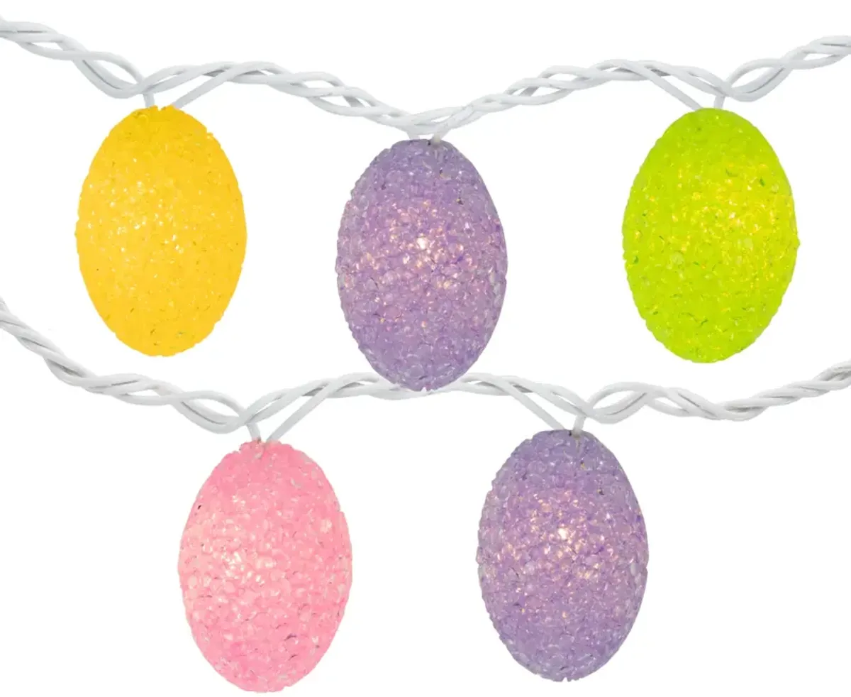 10ct Pastel Easter Eggs String Light Set  7.25ft White Wire