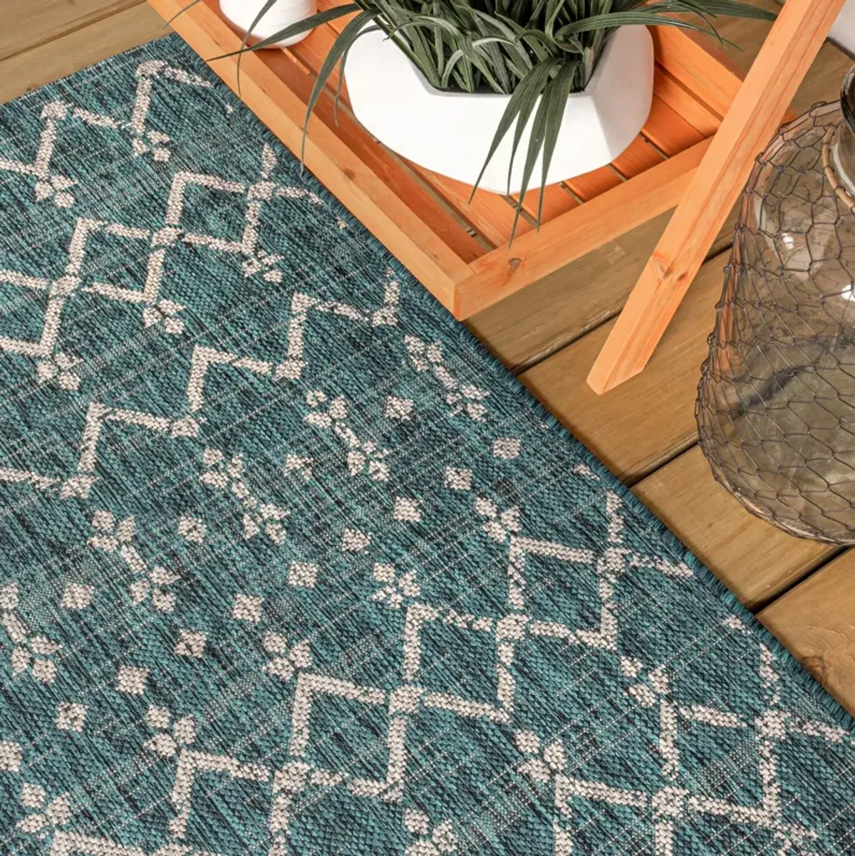 Ourika Moroccan Geometric Textured Weave Indoor/Outdoor Runner Rug