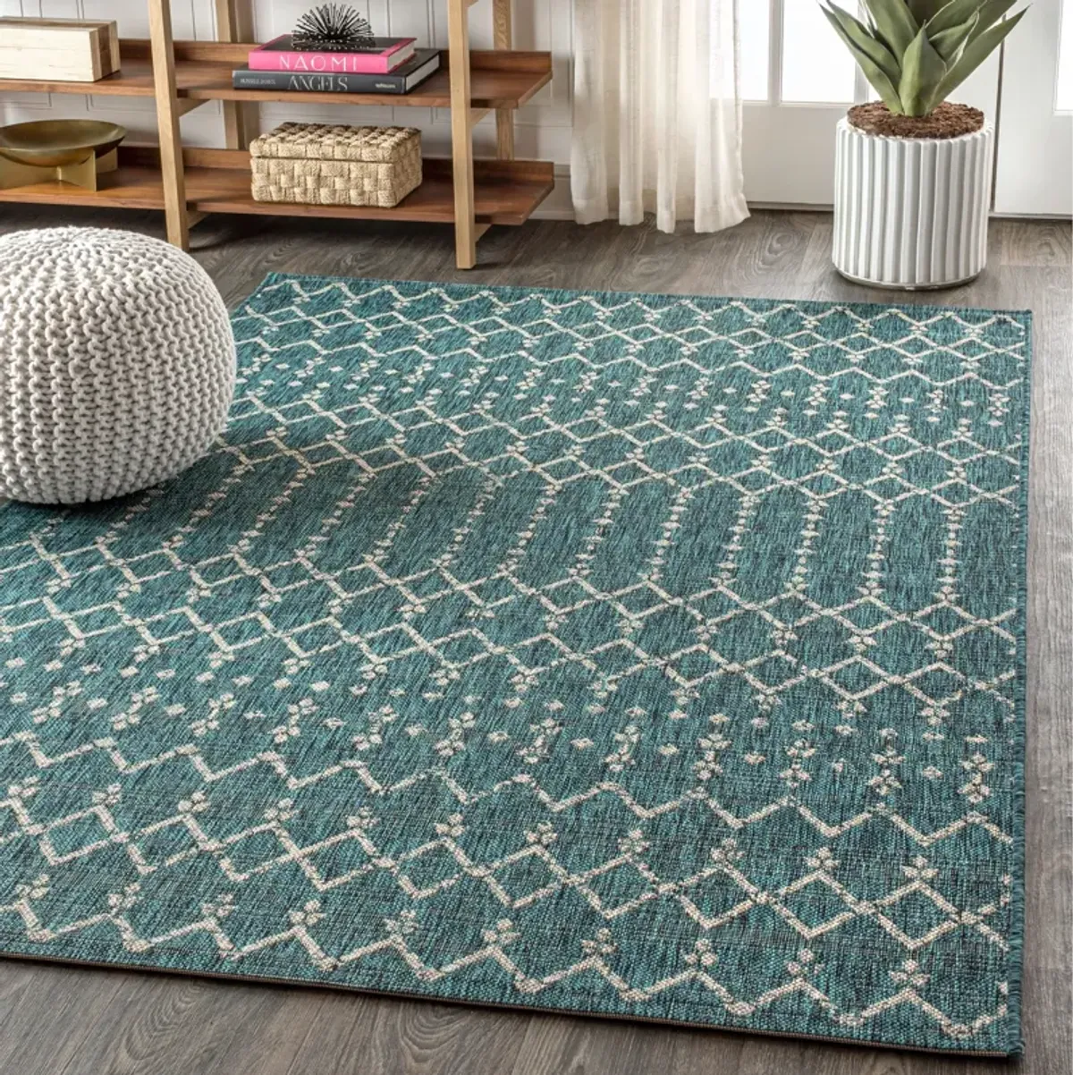 Ourika Moroccan Geometric Textured Weave Indoor/Outdoor Runner Rug