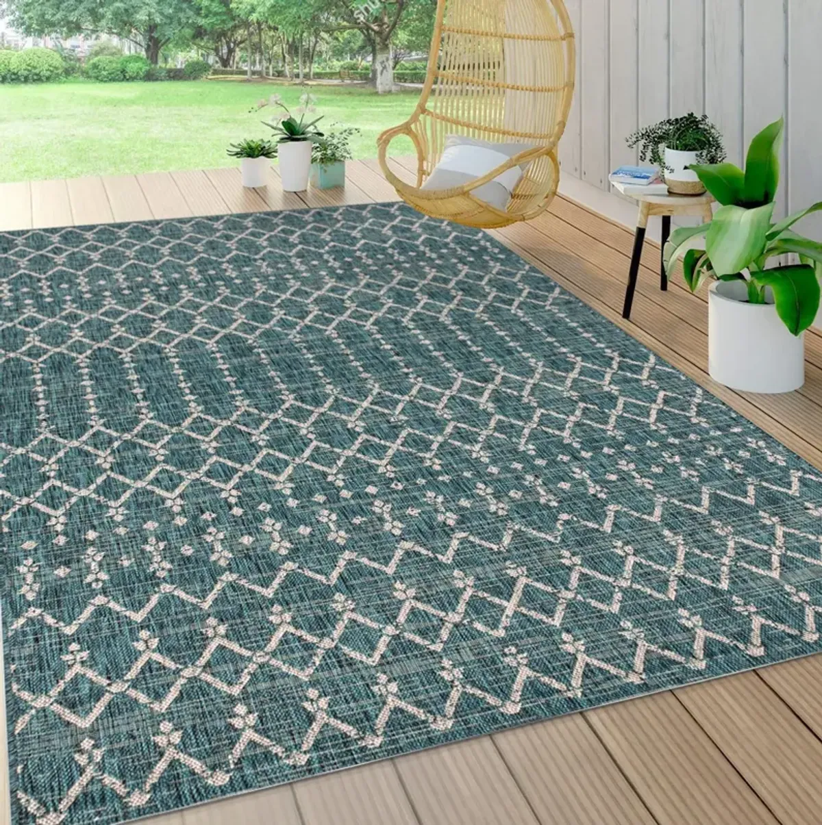 Ourika Moroccan Geometric Textured Weave Indoor/Outdoor Runner Rug