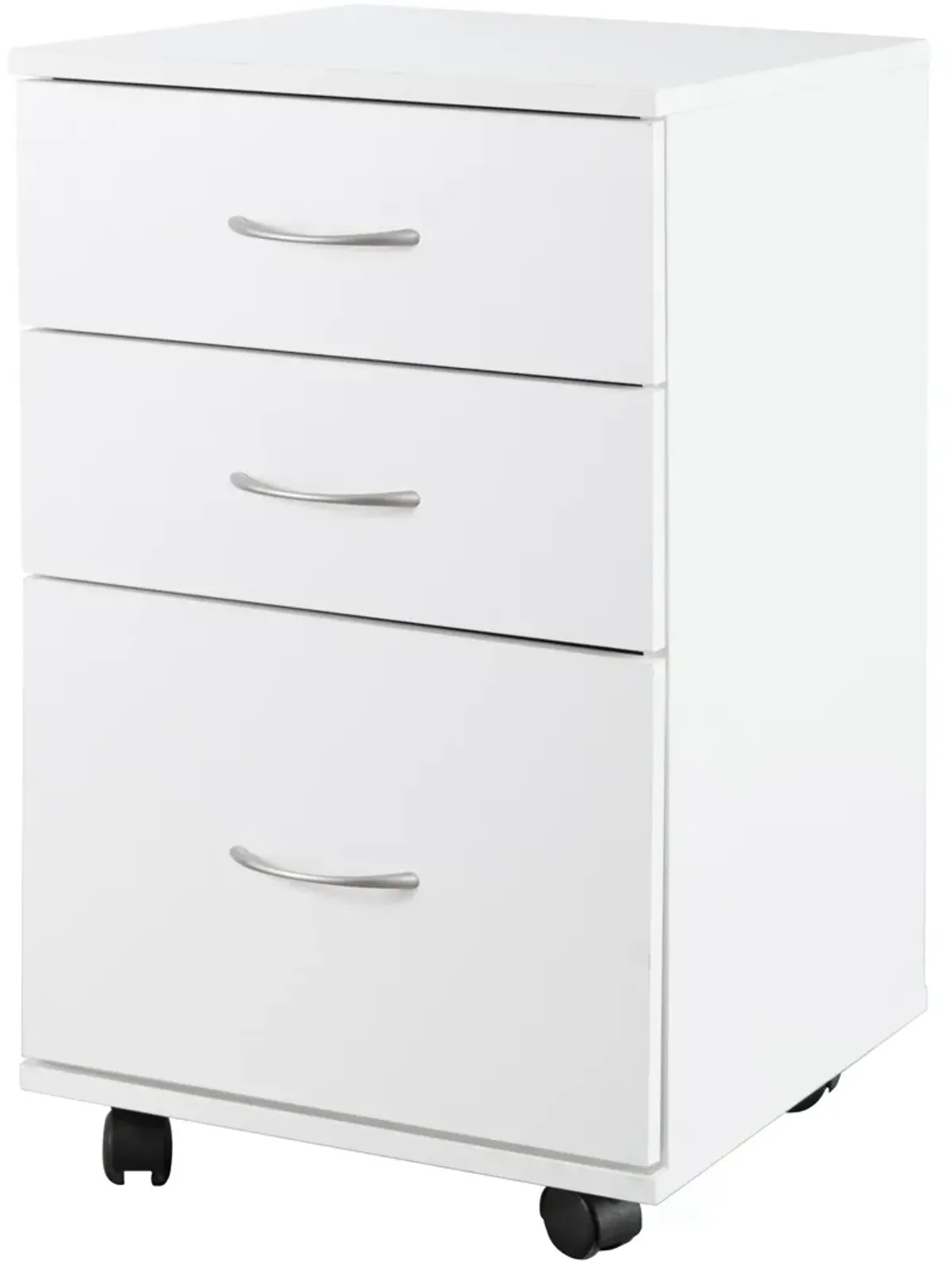 Office File Cabinet 3 Drawer Chest with Rolling Casters, White