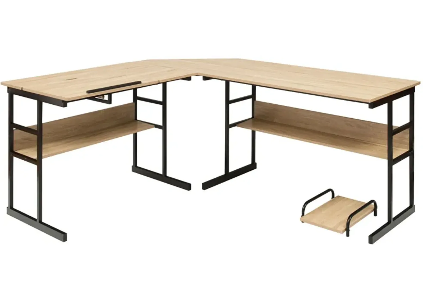 L-Shaped Computer Desk with Tiltable Tabletop