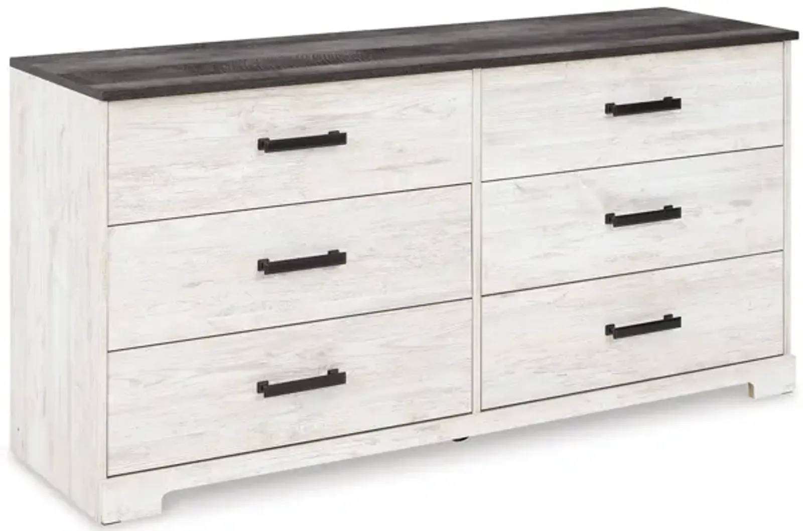 Wisp 59 Inch Wood Dresser, 6 Gliding Drawers, Rustic Crisp White Finish-Benzara