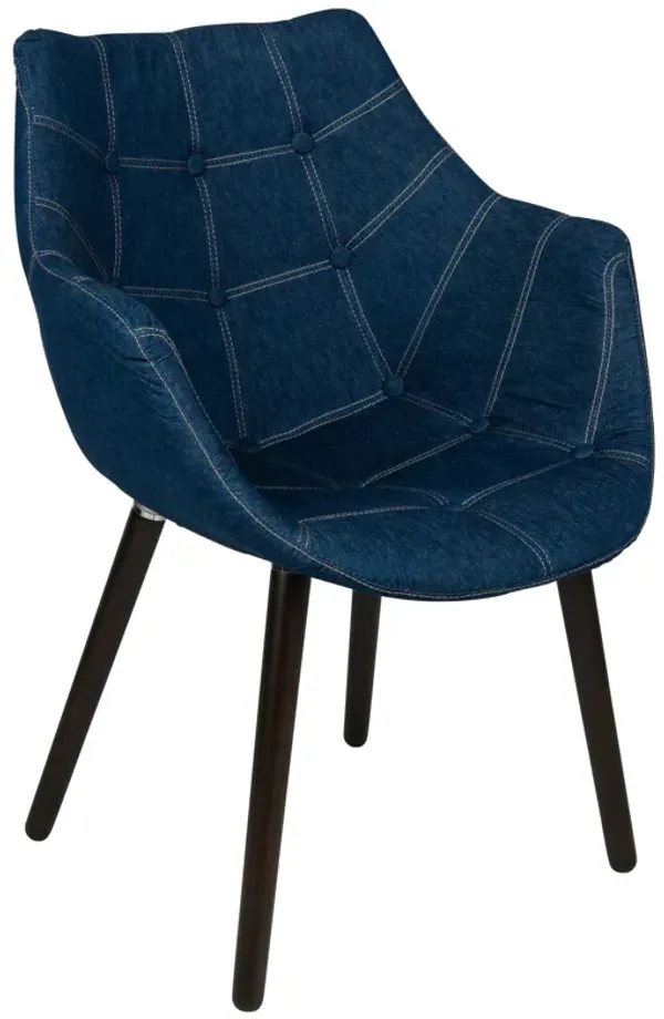 LeisureMod Milburn Tufted Denim Lounge Chair