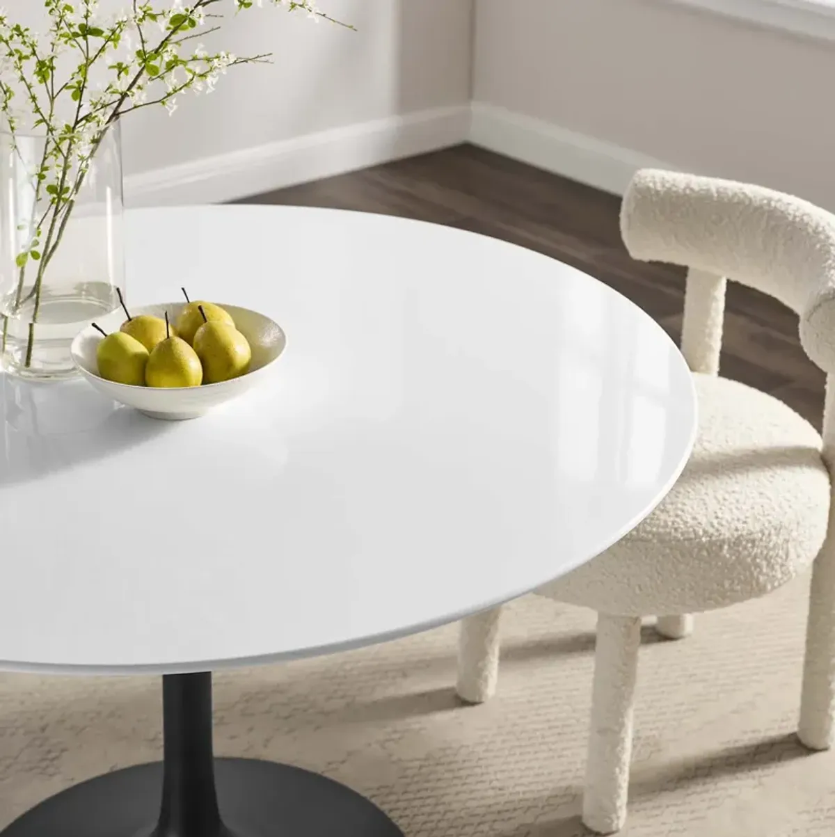 Modway - Lippa 48" Round Dining Table Black White